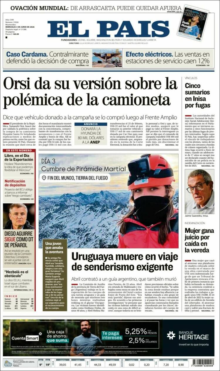 Portada de El País (Uruguay)