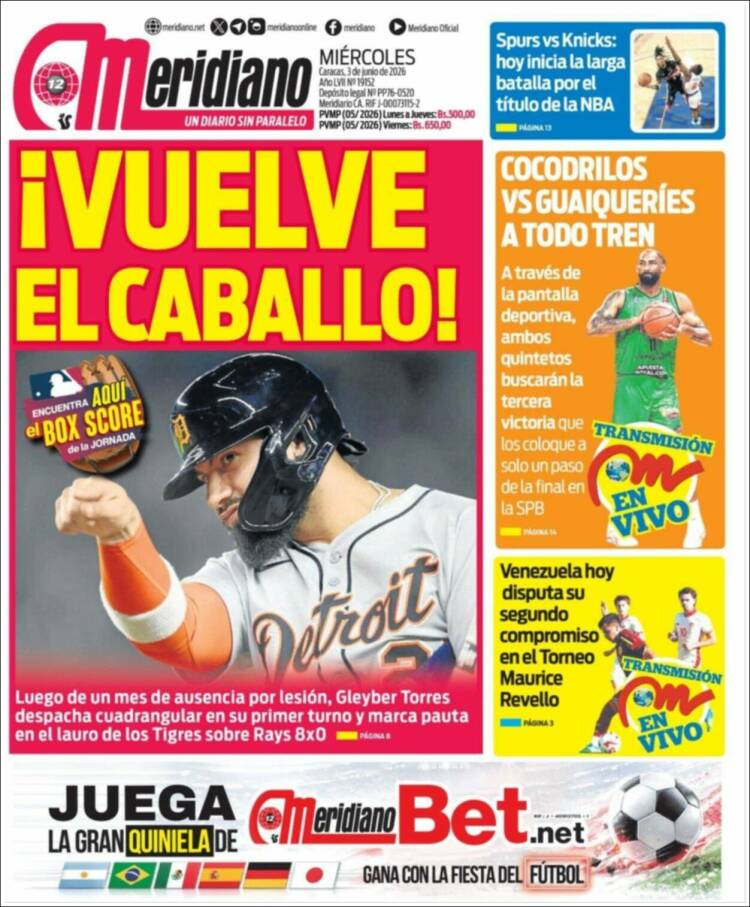 Portada de Meridiano (Venezuela)