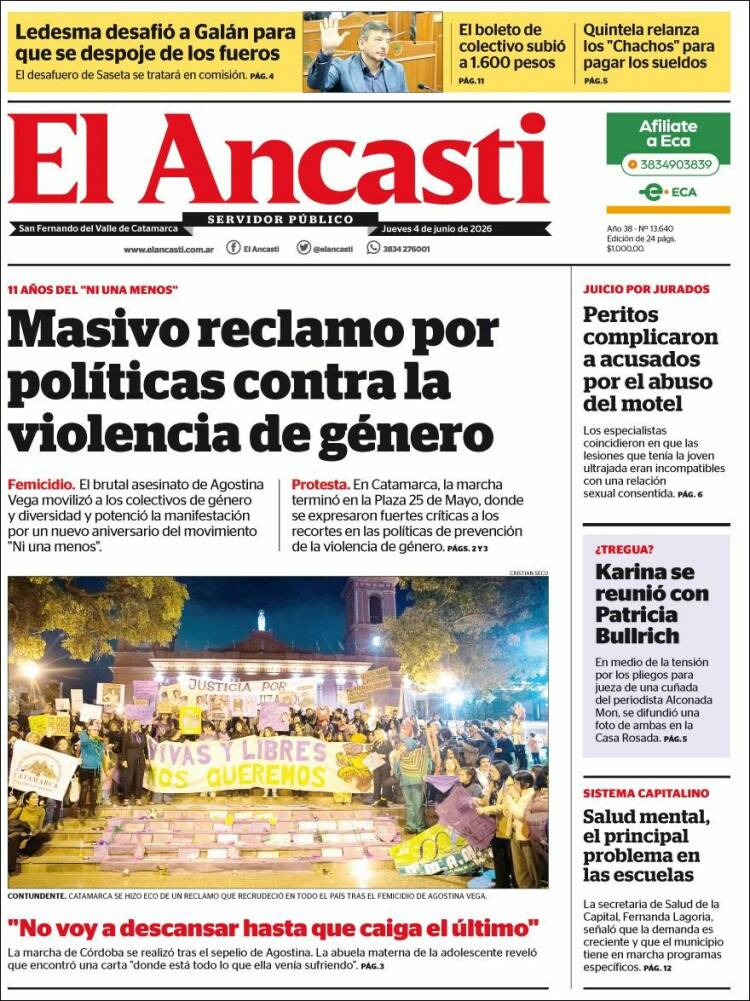 Portada de El Ancasti (Argentina)