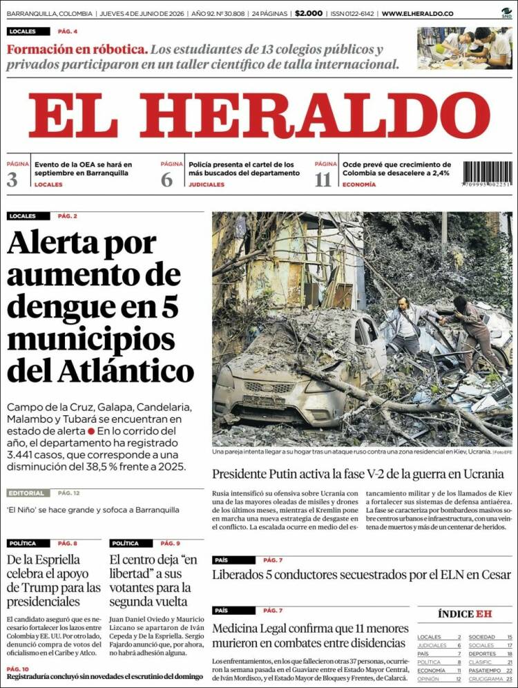 Portada de El Heraldo (Colombia)