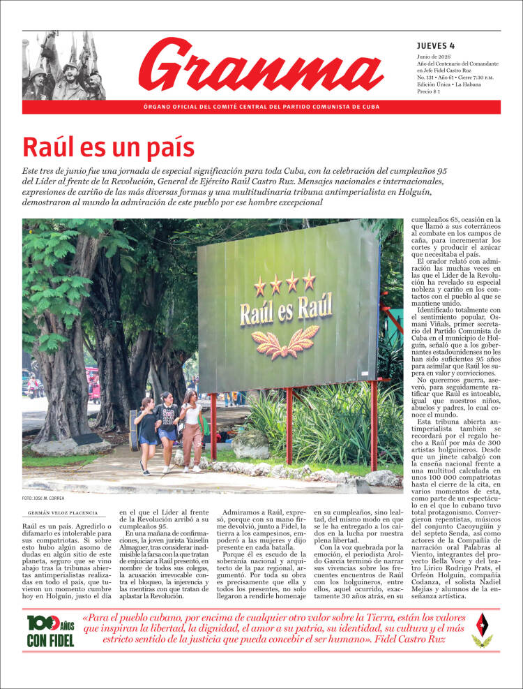 Portada de Granma (Cuba)