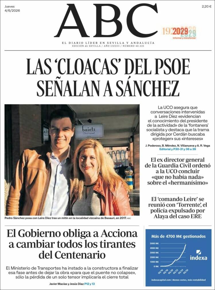 Portada de ABC - Sevilla (Espa&ntilde;a)