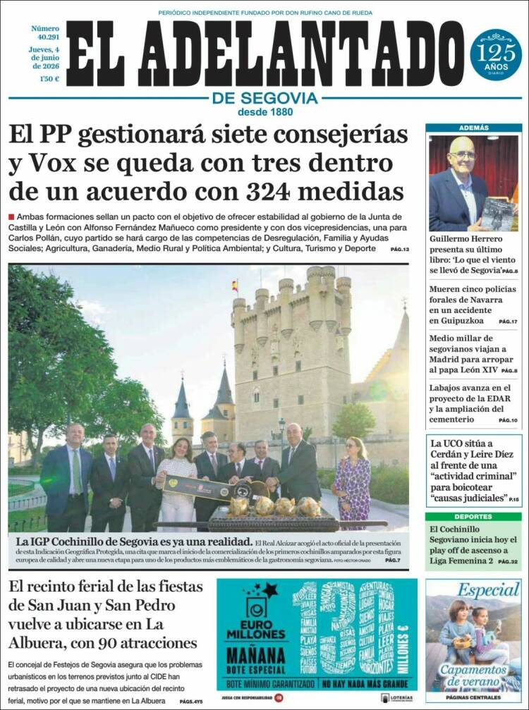 Portada de El Adelantado de Segovia (Espa&ntilde;a)