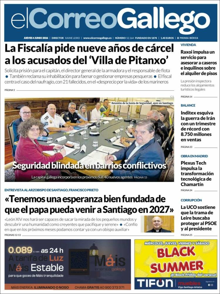 Portada de El Correo Gallego (Espa&ntilde;a)