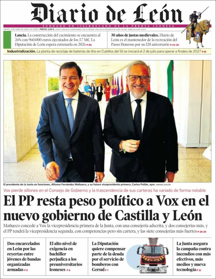 Portada de Diario de León (Espa&ntilde;a)