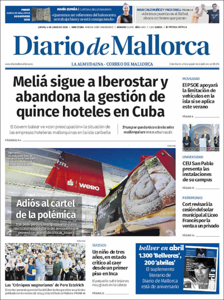 Portada de Diario de Mallorca (Espa&ntilde;a)