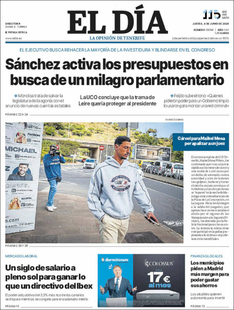Portada de El Día (Espa&ntilde;a)