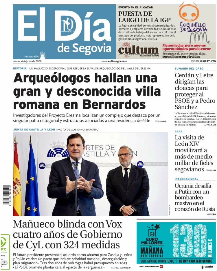Portada de El Día de Segovia (Espa&ntilde;a)
