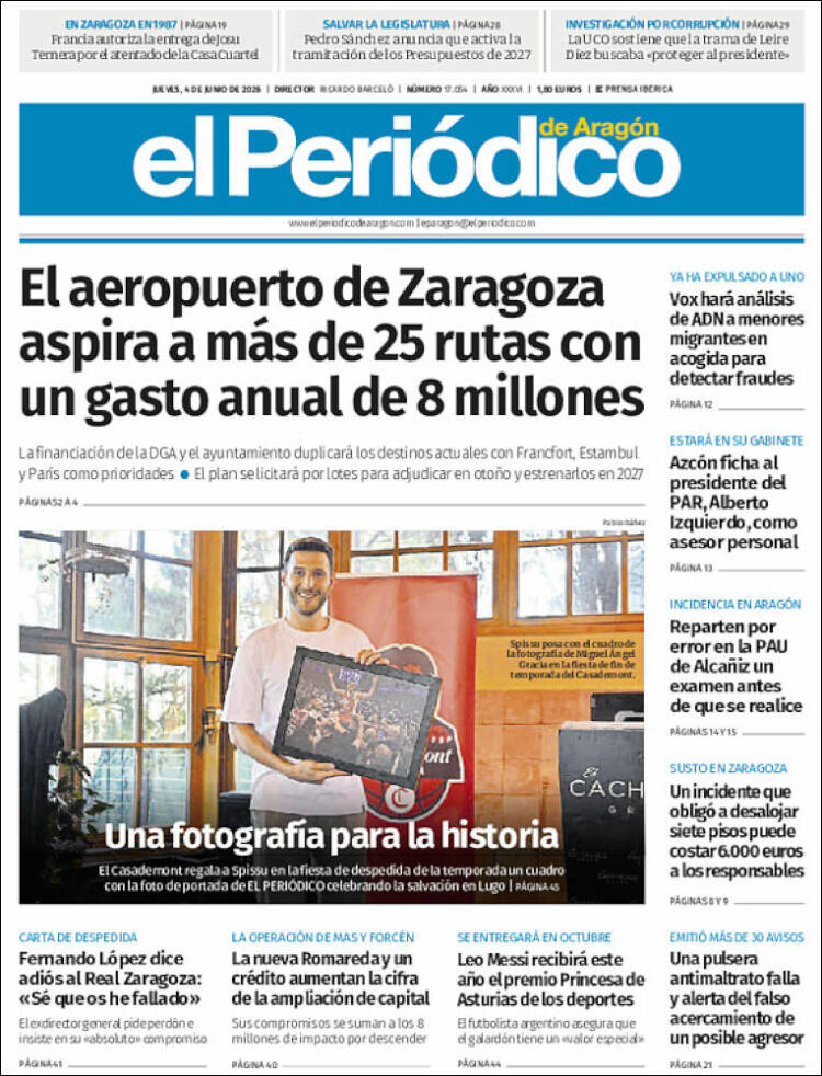 Portada de El Periódico de Aragón (Espa&ntilde;a)