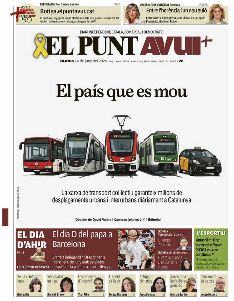 Portada de El Punt Avui (Espa&ntilde;a)
