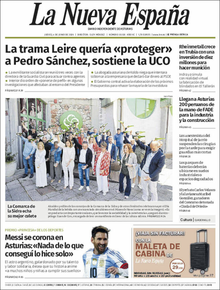 Portada de La Nueva España (Espa&ntilde;a)