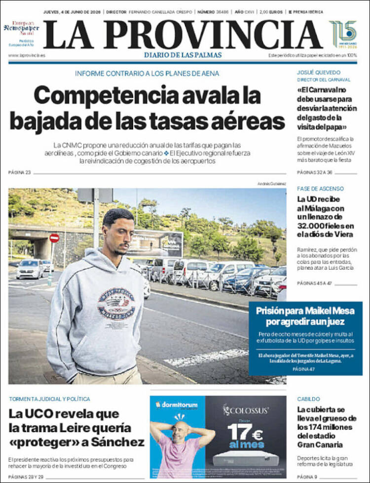 Portada de La Provincia (Espa&ntilde;a)