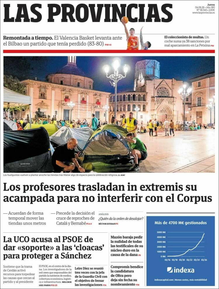 Portada de Las Provincias (Espa&ntilde;a)