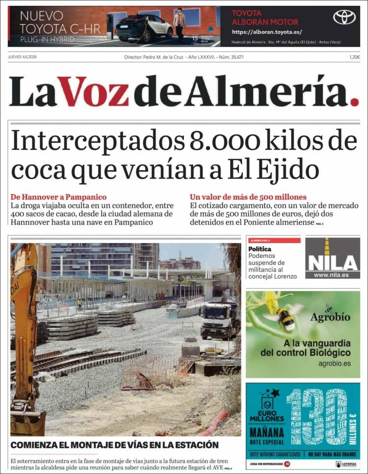 Portada de La Voz de Almería (Espa&ntilde;a)