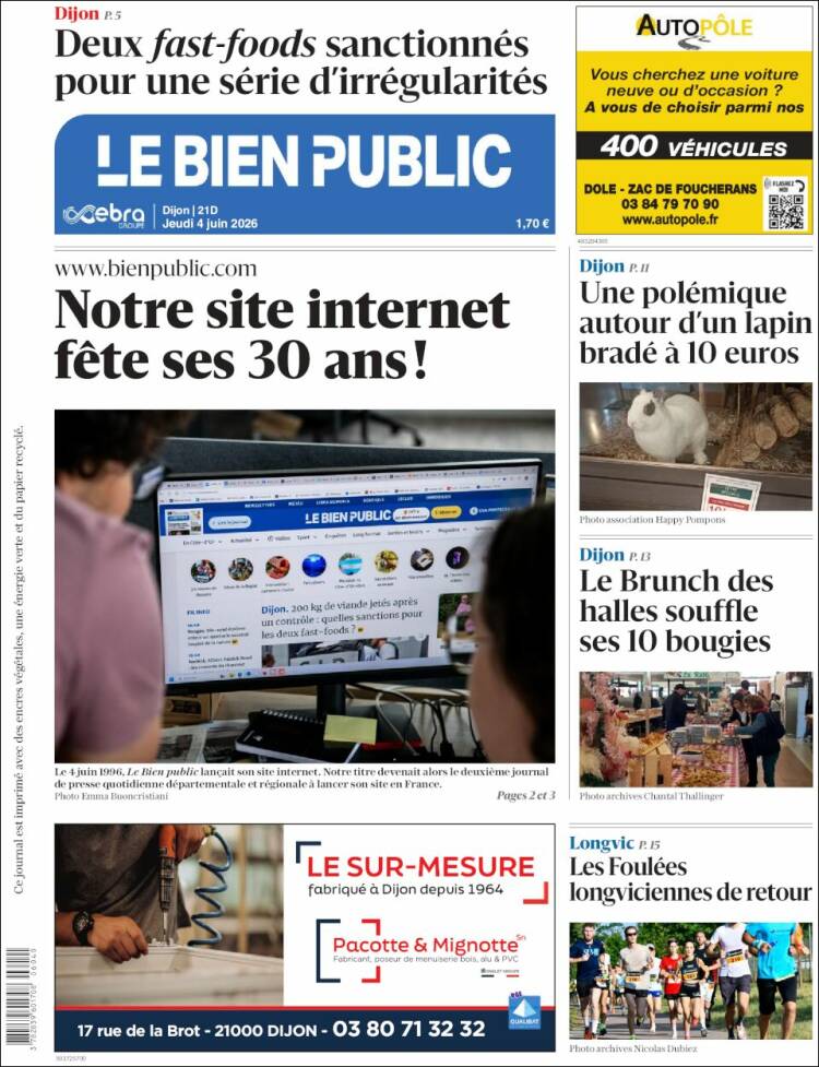 Portada de Le Bien Public (Francia)