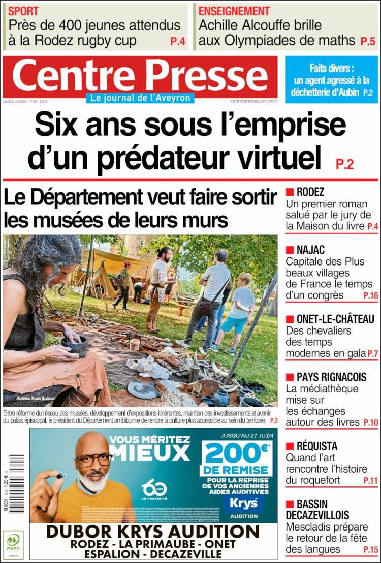 Portada de Centre Presse (Francia)