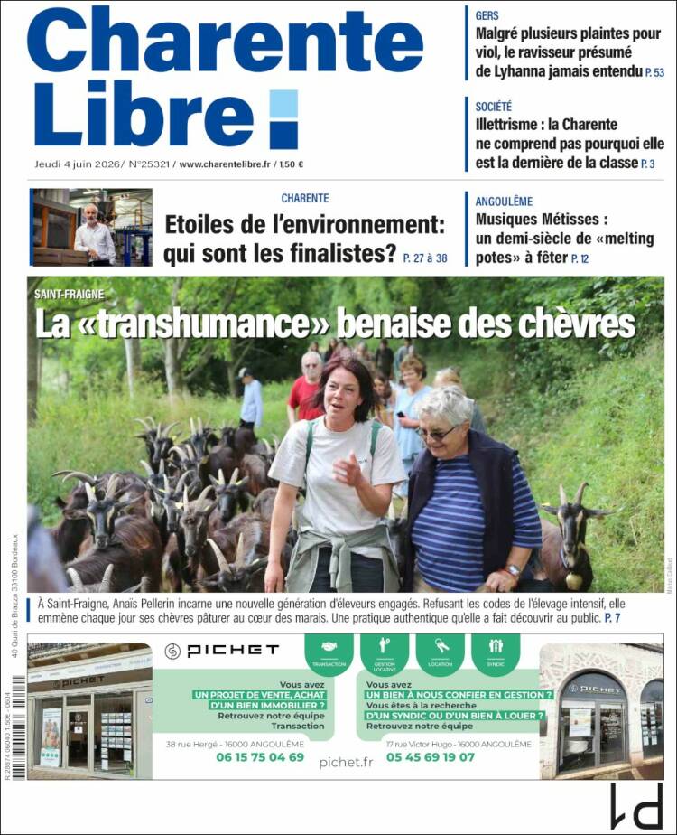Portada de Charente Libre (Francia)