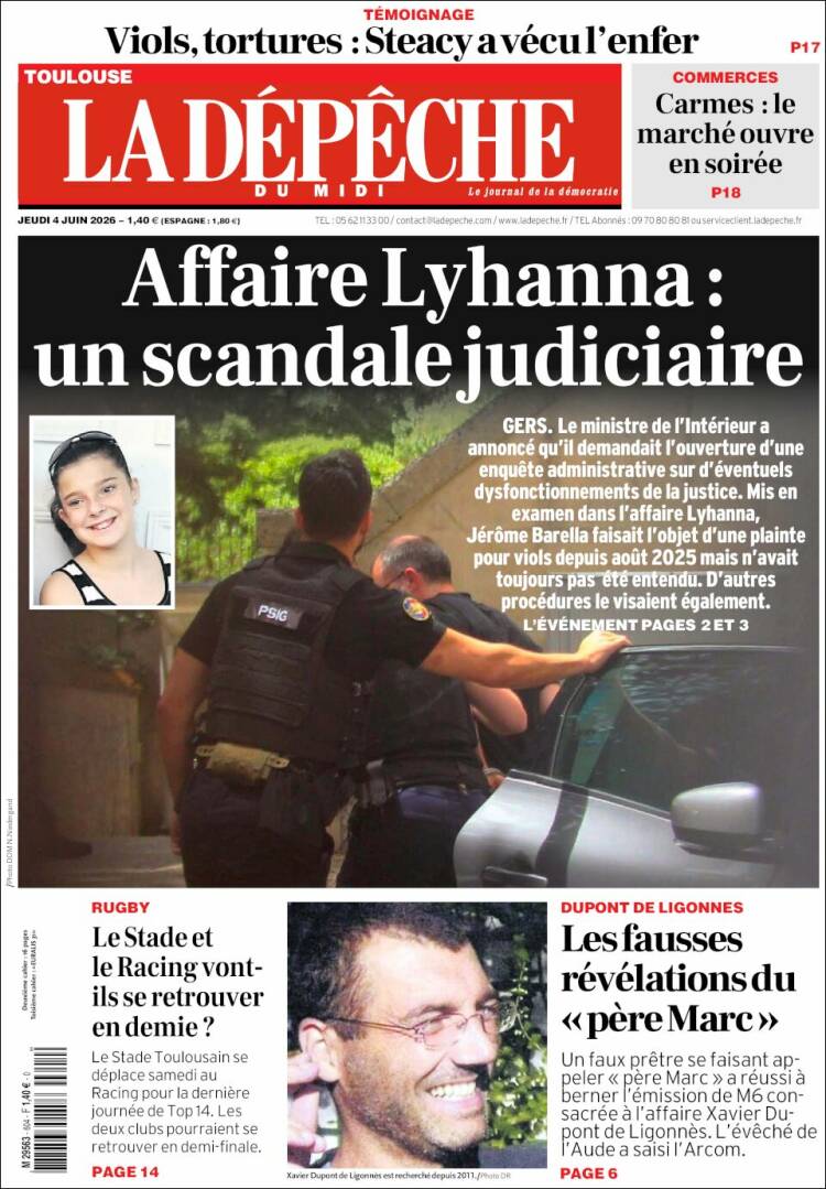 Portada de La Dépêche du Midi (Francia)