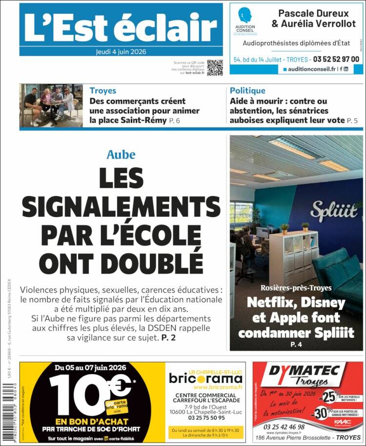 Portada de L'Est Eclair (Francia)