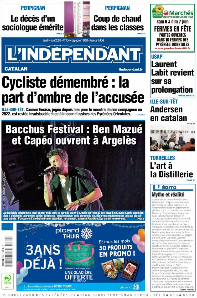 Portada de Le Indépendant (Francia)