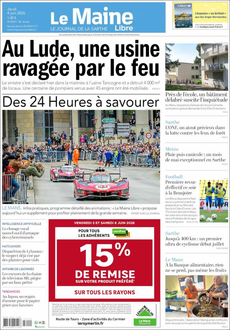 Portada de Le Maine Libre (Francia)
