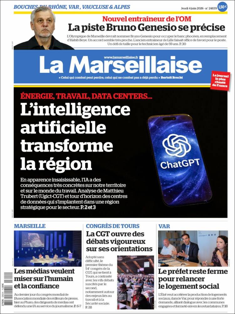 Portada de La Marseillaise (Francia)