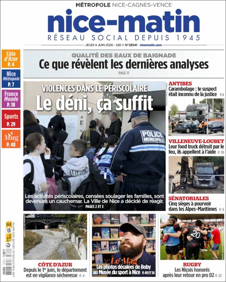 Portada de Nice-Matin (Francia)