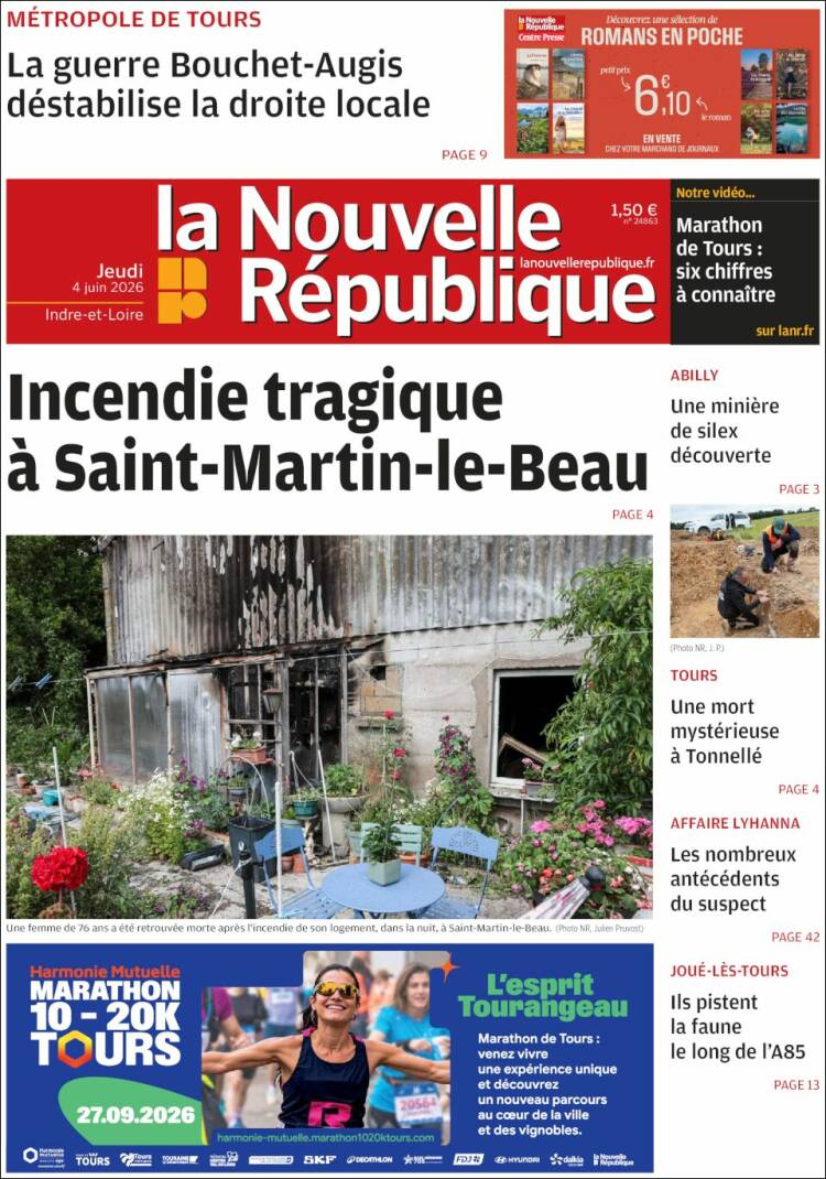 Portada de La Nouvelle Republique (Francia)