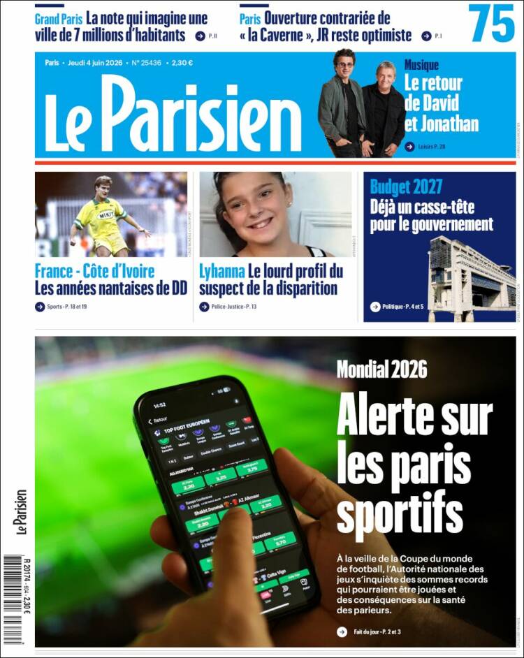 Portada de Le Parisien (Francia)