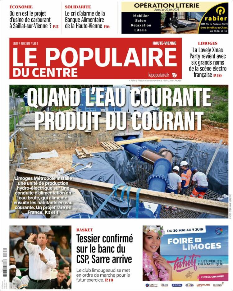 Portada de Le Populaire du Centre (Francia)
