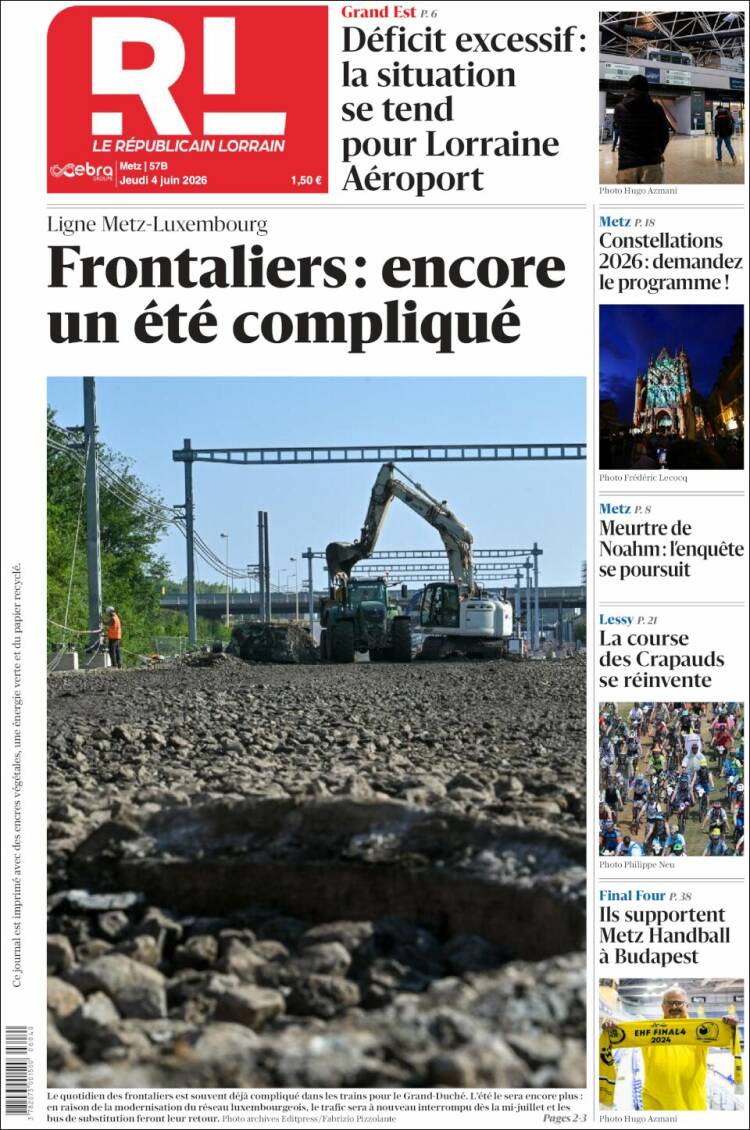 Portada de Le Republicain Lorrain (Francia)