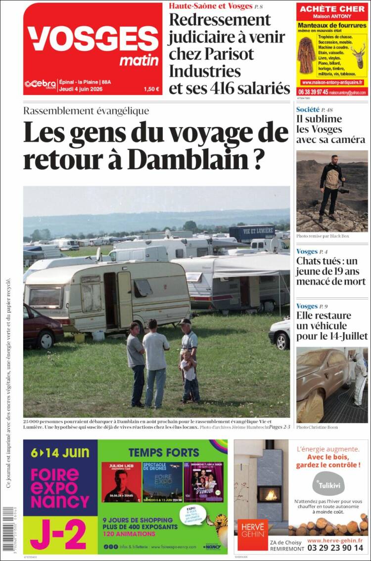 Portada de Vosges Matin (Francia)