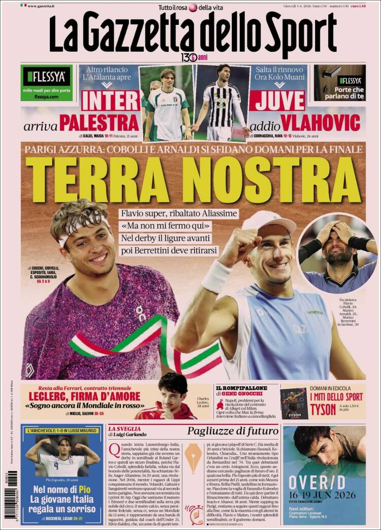 Portada de La Gazzetta dello Sport (Italia)