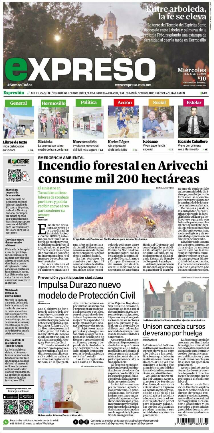 Portada de Expreso (M&eacute;xico)