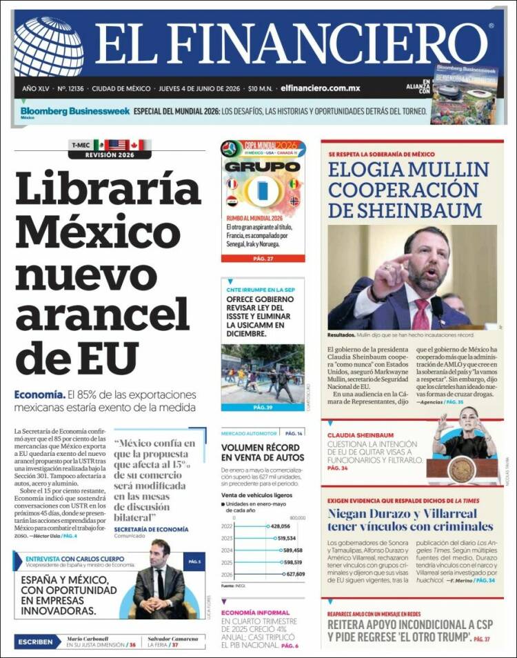 Portada de El Financiero (M&eacute;xico)