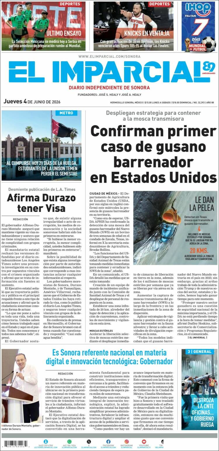 Portada de El Imparcial (M&eacute;xico)