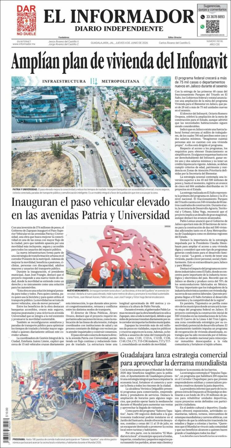 Portada de El Informador (M&eacute;xico)