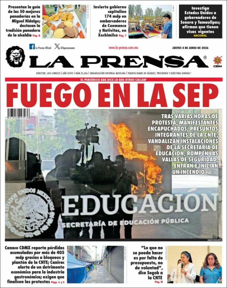 Portada de La Prensa (M&eacute;xico)