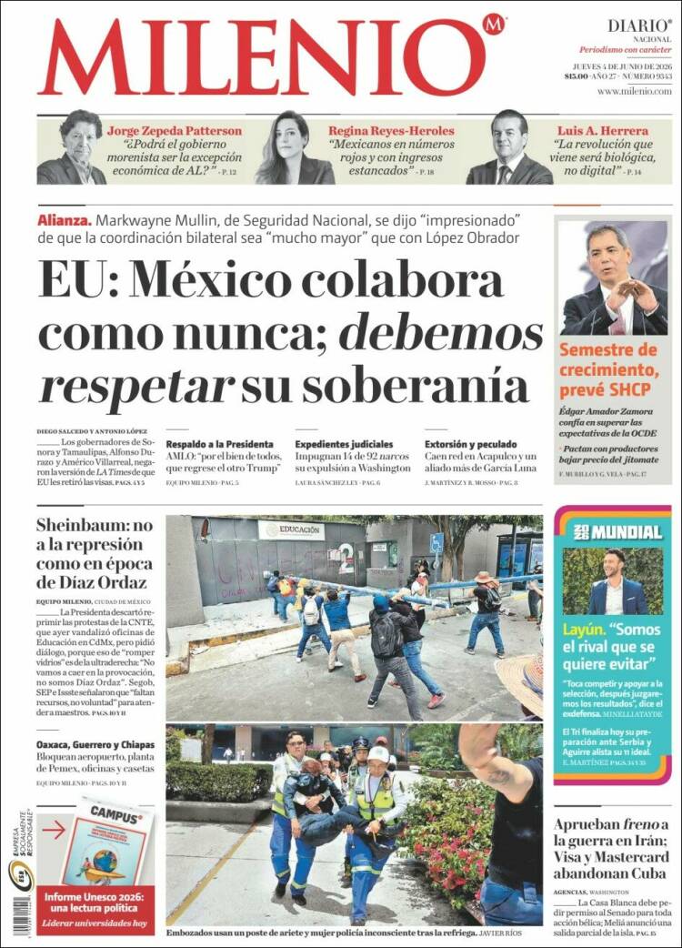 Portada de Milenio (M&eacute;xico)