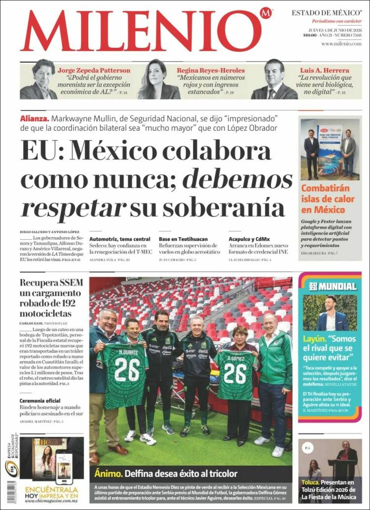 Portada de Milenio - Estado de México (M&eacute;xico)