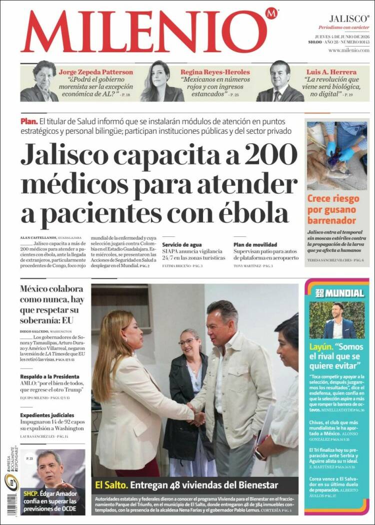 Portada de Milenio - Jalisco (M&eacute;xico)