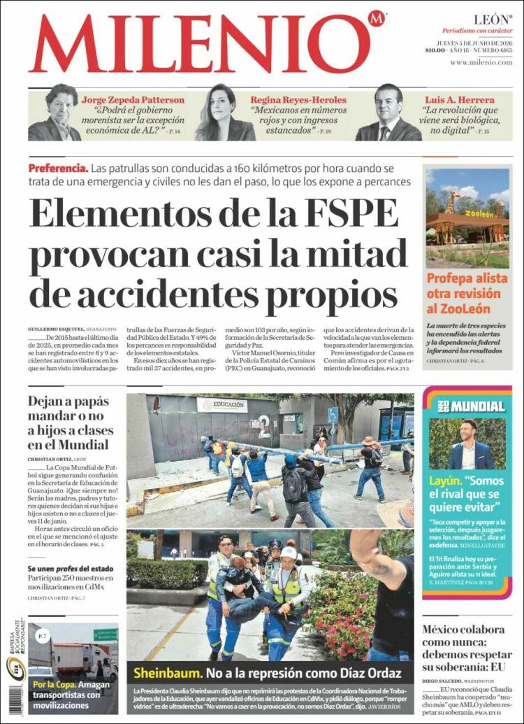 Portada de Milenio de León (M&eacute;xico)