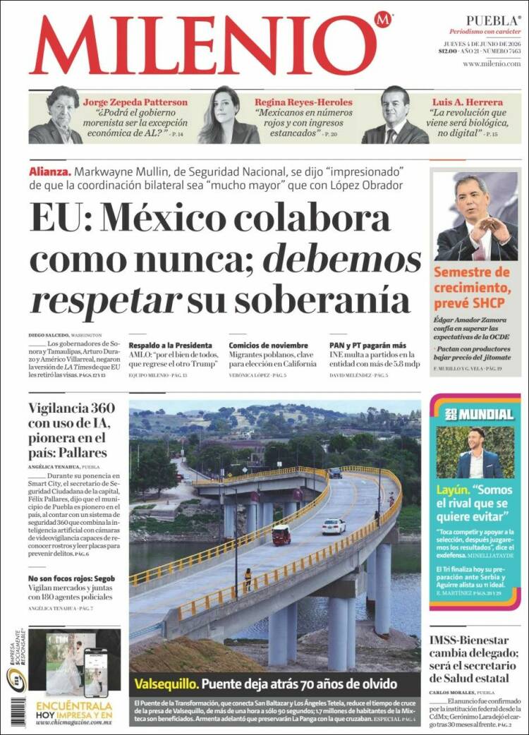 Portada de Milenio de Puebla (M&eacute;xico)