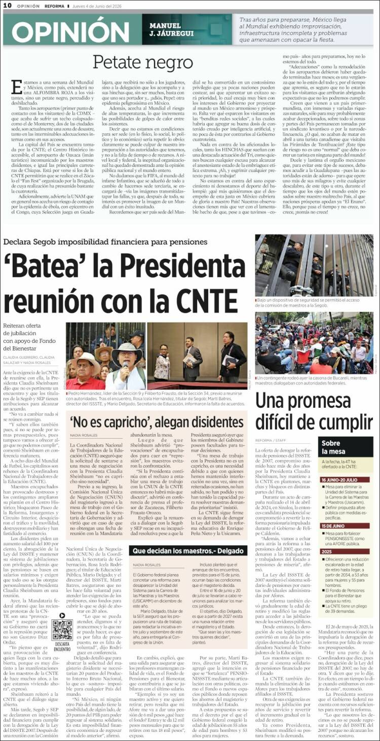 Portada de Reforma (M&eacute;xico)