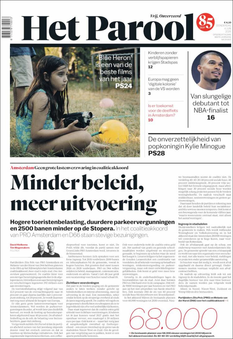 Portada de Het Parool (Pa&iacute;ses Bajos)