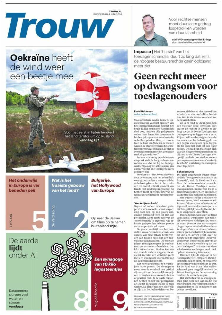Portada de Trouw (Pa&iacute;ses Bajos)