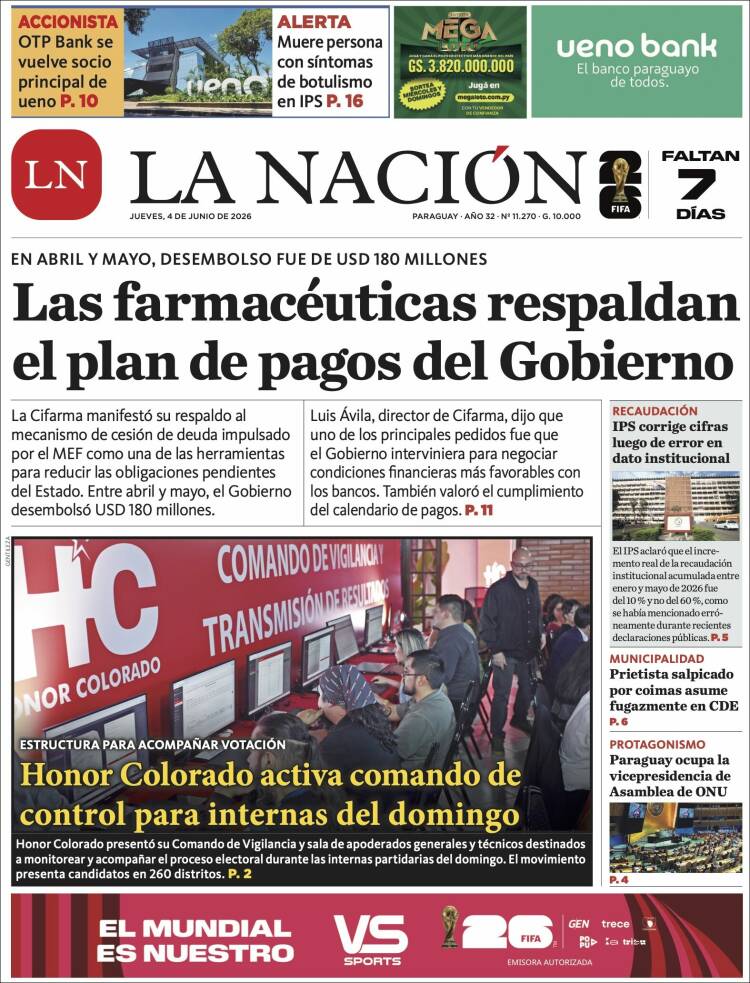 Portada de La Nación (Paraguay)