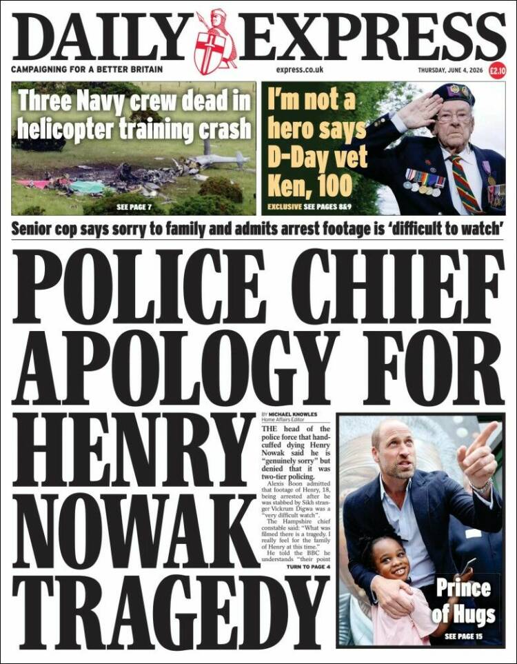 Portada de Daily Express (Reino Unido)