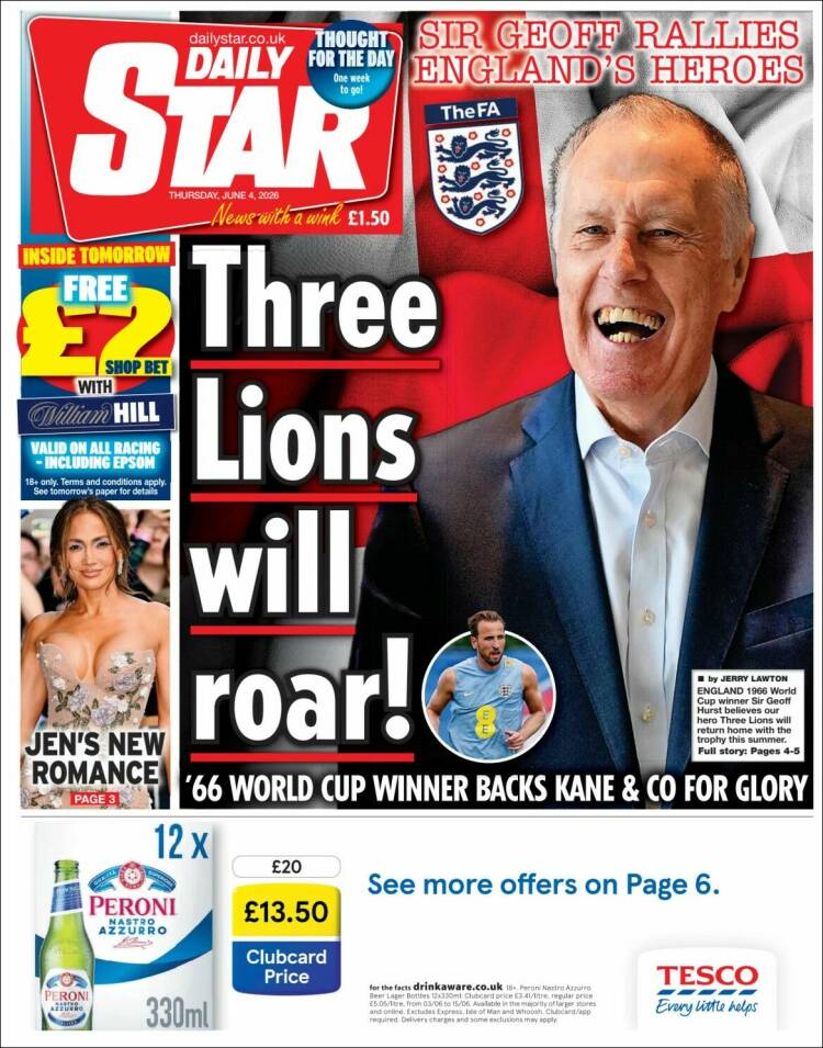 Portada de Daily Star (Reino Unido)