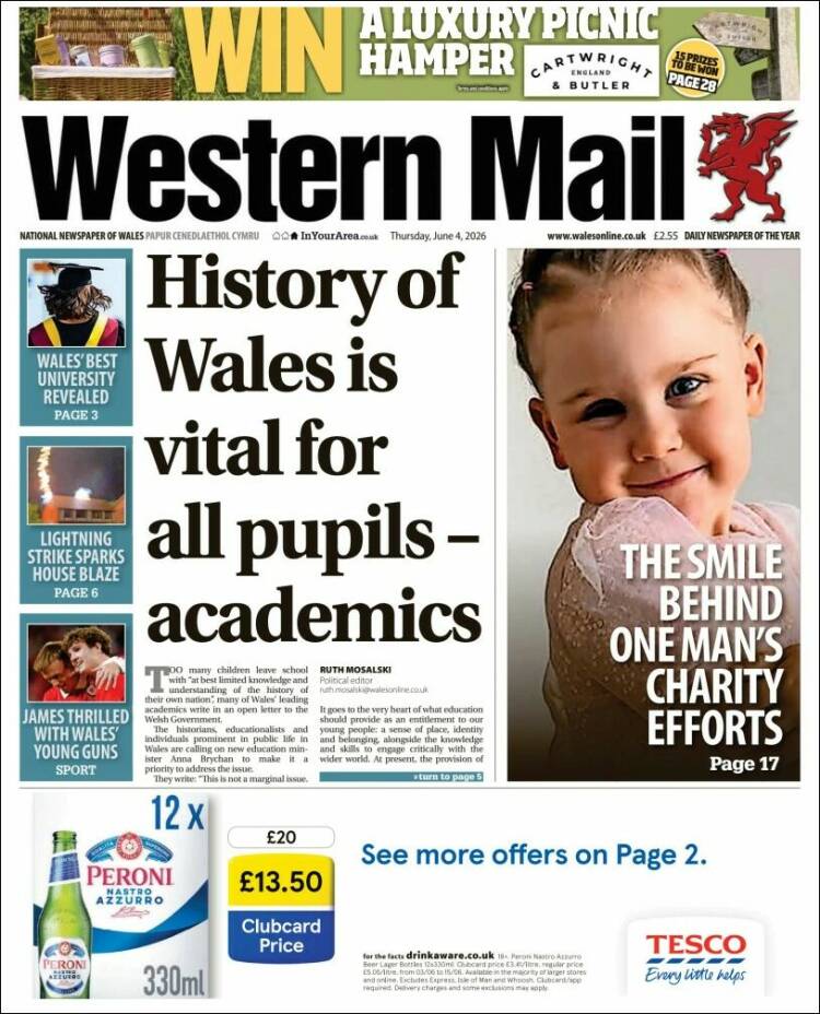 Portada de Western Mail (Reino Unido)